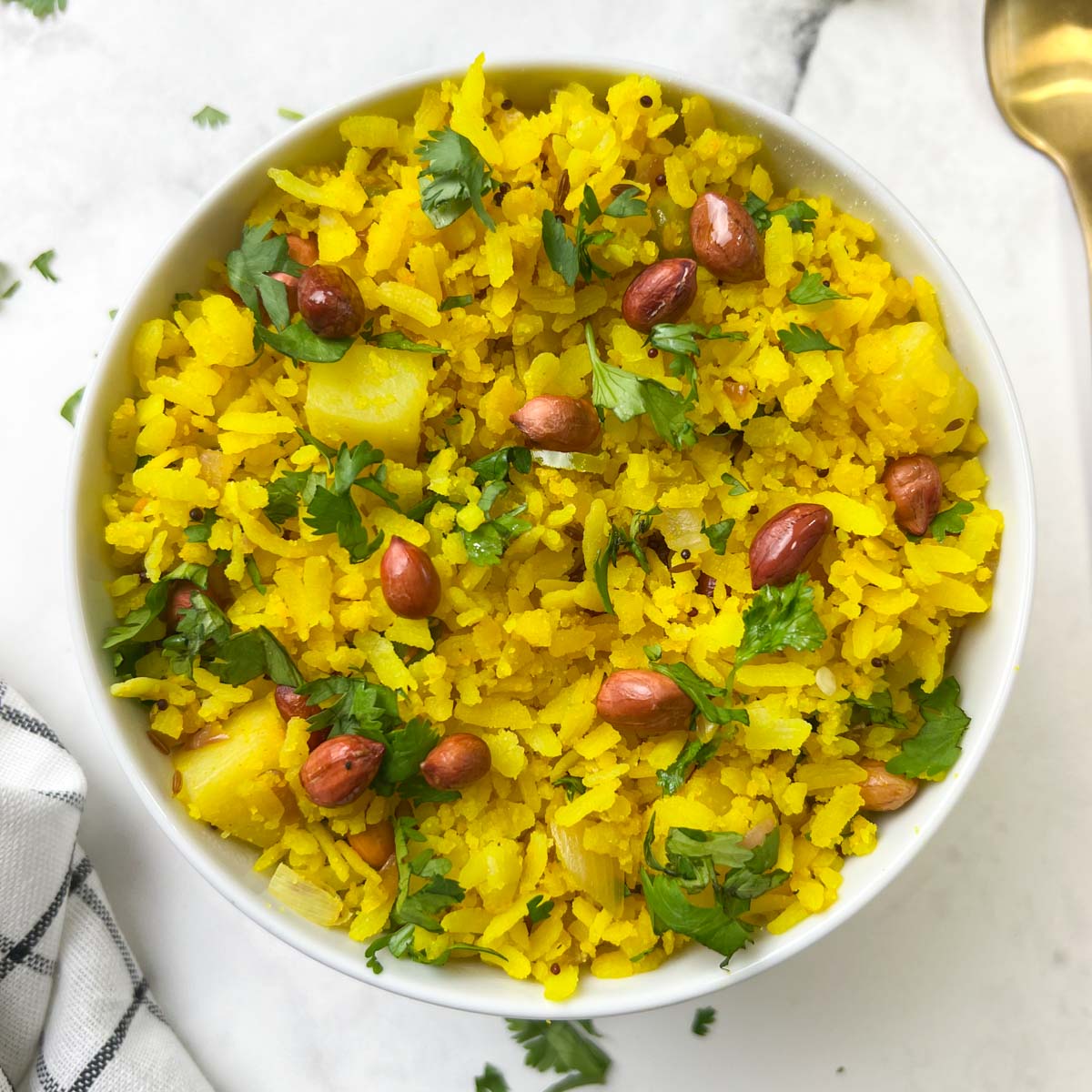 Poha with coconut chutney