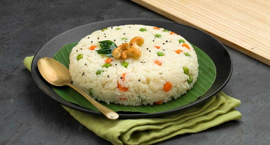 Upma with coconut chutney